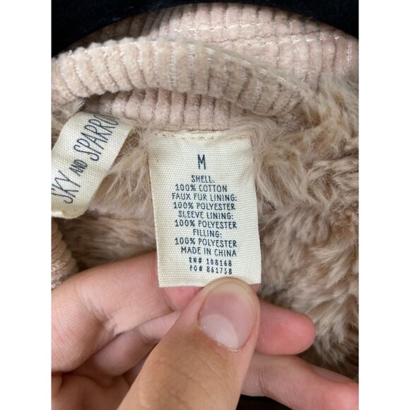 Sky And Sparrow Womens Beige Corduroy Jacket Faux Fur Lining M Casual Cotton - Picture 4 of 7